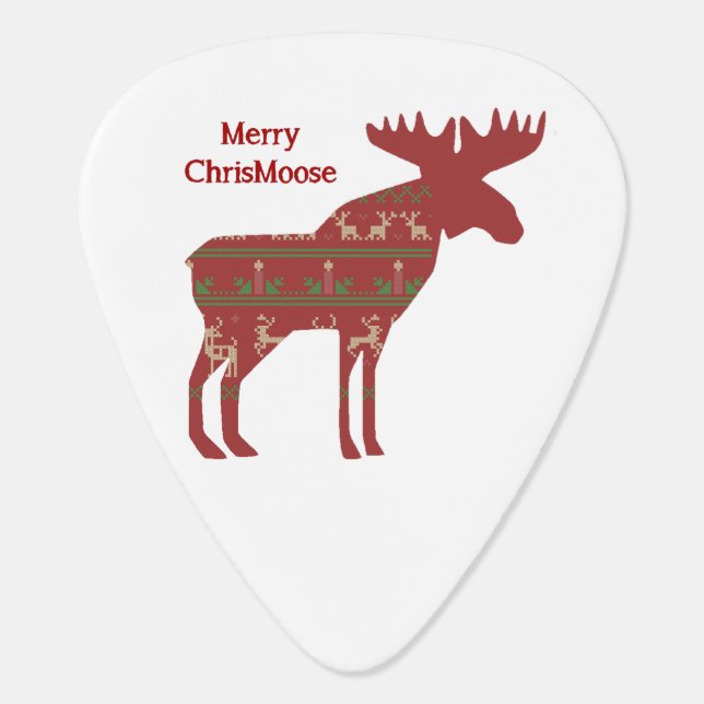 Merry ChrisMoose Funny Christmas Moose Animal Art Guitar Pick (Back)