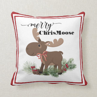 Merry ChrisMoose Throw Pillow