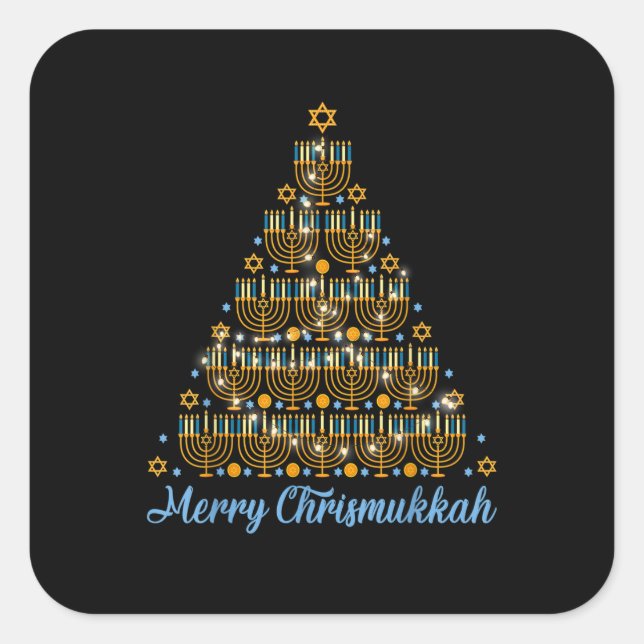 Merry Chrismukkah 2022 Happy Hanukkah Christmas Square Sticker (Front)