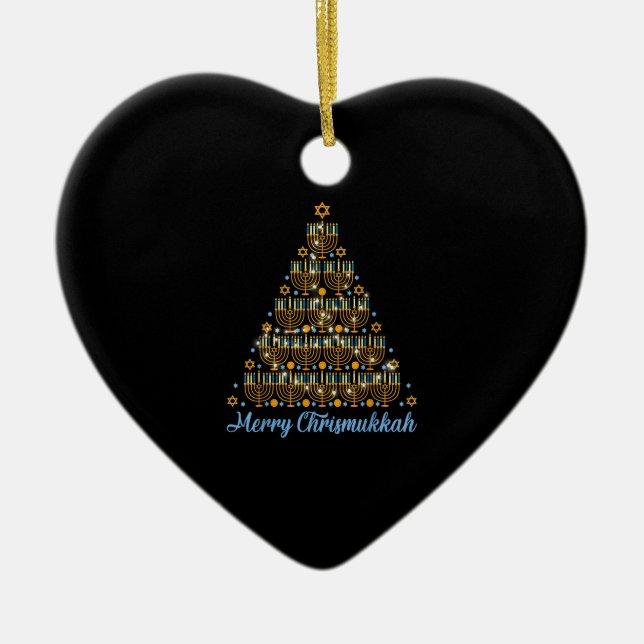 Merry Chrismukkah 2022 Happy Hanukkah Christmas Tr Ceramic Ornament (Front)
