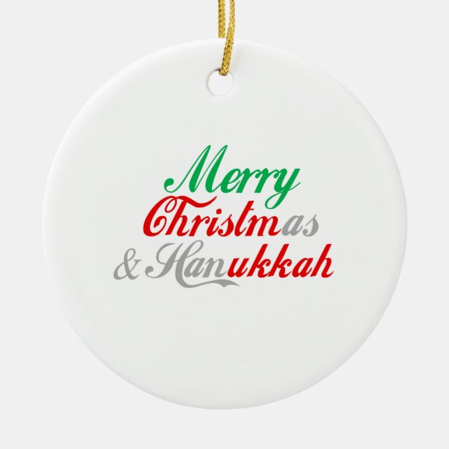 Merry Chrismukkah Ceramic Ornament (Front)