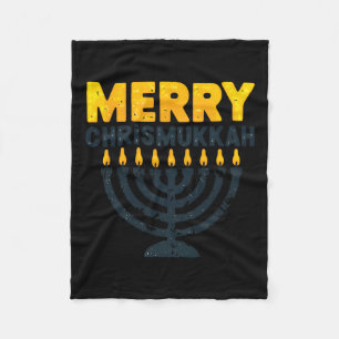 Merry Chrismukkah Christmas Hanukkah Chanukiah Gif Fleece Blanket