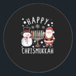 Merry Chrismukkah Christmas Hanukkah Christmas Classic Round Sticker<br><div class="desc">Santa Tee Christmas boys children youth men. Funny humor graphic t-shirt costume for those who believe in Santa Claus,  love deer,  reindeer,  elf,  singing songs,  party decorations.</div>