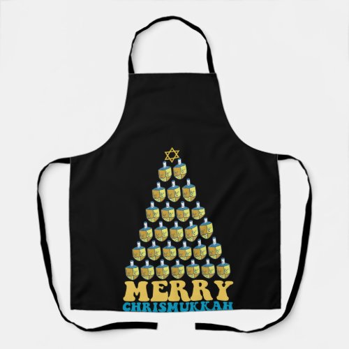 Merry Chrismukkah Christmas Tree Of Dreidel Jewish Apron