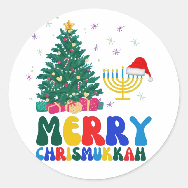 Merry Chrismukkah Classic Round Sticker (Front)
