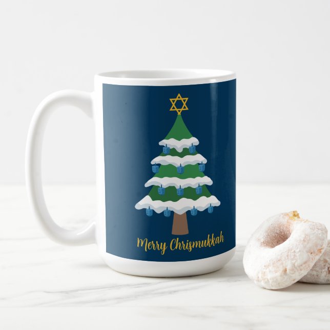 Merry Chrismukkah Cute Hanukkah Christmas Coffee Mug (With Donut)