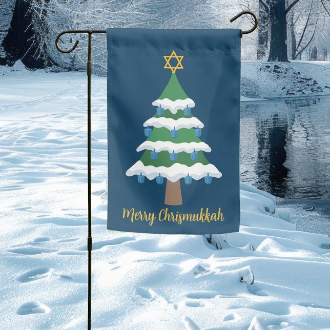 Merry Chrismukkah Cute Hanukkah Christmas Garden Flag (Creator Uploaded)