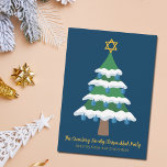 Merry Chrismukkah Cute Hanukkah Christmas Party Invitation<br><div class="desc">This cute Merry Chrismukkah party invitation features a green Christmas tree decorated with blue dreidel ornaments and a gold Jewish Star of David at the top for Hanukkah to combine the 2 holidays for a family that celebrates both.</div>