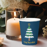 Merry Chrismukkah Cute Hanukkah Christmas Party Paper Cups<br><div class="desc">This cute Merry Chrismukkah party paper cup features a green Christmas tree decorated with blue dreidel ornaments and a gold Jewish Star of David at the top for Hanukkah to combine the 2 holidays for a family that celebrates both.</div>