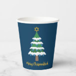 Merry Chrismukkah Cute Hanukkah Christmas Party Paper Cups<br><div class="desc">This cute Merry Chrismukkah party paper cup features a green Christmas tree decorated with blue dreidel ornaments and a gold Jewish Star of David at the top for Hanukkah to combine the 2 holidays for a family that celebrates both.</div>