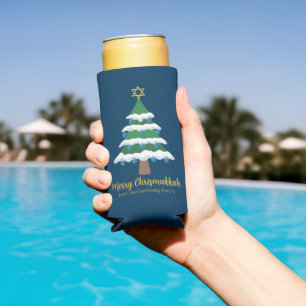 Merry Chrismukkah Cute Hanukkah Christmas Party Seltzer Can Cooler