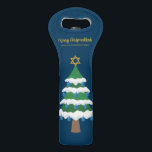 Merry Chrismukkah Cute Hanukkah Christmas Party Wine Bag<br><div class="desc">This cute Merry Chrismukkah wine bag gift features a green Christmas tree decorated with blue dreidel ornaments and a gold Jewish Star of David at the top for Hanukkah to combine the 2 holidays for a family that celebrates both.</div>