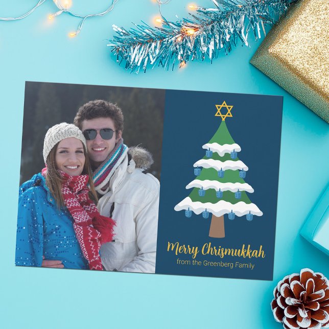 Merry Chrismukkah Cute Hanukkah Christmas Photo Holiday Card (Creator Uploaded)