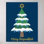 Merry Chrismukkah Cute Hanukkah Christmas Poster<br><div class="desc">This cute Merry Chrismukkah poster features a green Christmas tree decorated with blue dreidel ornaments and a gold Jewish Star of David at the top for Hanukkah to combine the 2 holidays for a family that celebrates both.</div>