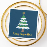 Merry Chrismukkah Cute Hanukkah Christmas Tree Napkins<br><div class="desc">This cute Merry Chrismukkah party paper plate features a green Christmas tree decorated with blue dreidel ornaments and a gold Jewish Star of David at the top for Hanukkah to combine the 2 holidays for a family that celebrates both.</div>