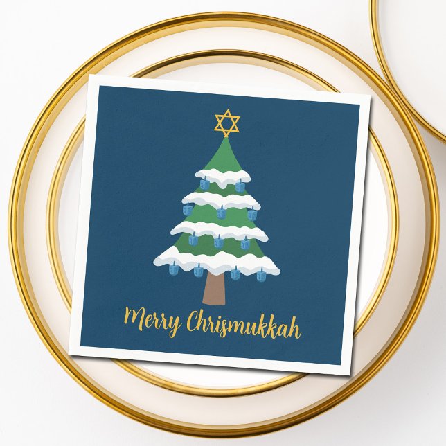 Merry Chrismukkah Cute Hanukkah Christmas Tree Napkins (Creator Uploaded)
