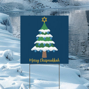 Merry Chrismukkah Cute Hanukkah Christmas Yard Sign