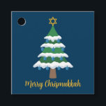 Merry Chrismukkah Cute Hanukkah Tree Party Favor Tags<br><div class="desc">This cute Merry Chrismukkah party favor tag features a green Christmas tree decorated with blue dreidel ornaments and a gold Jewish Star of David at the top for Hanukkah to combine the 2 holidays for a family that celebrates both.</div>