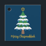 Merry Chrismukkah Cute Hanukkah Tree Party Favor Tags<br><div class="desc">This cute Merry Chrismukkah party favor tag features a green Christmas tree decorated with blue dreidel ornaments and a gold Jewish Star of David at the top for Hanukkah to combine the 2 holidays for a family that celebrates both.</div>