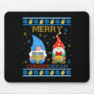Merry Chrismukkah Funny Gnomes Christmas And Hanuk Mouse Pad