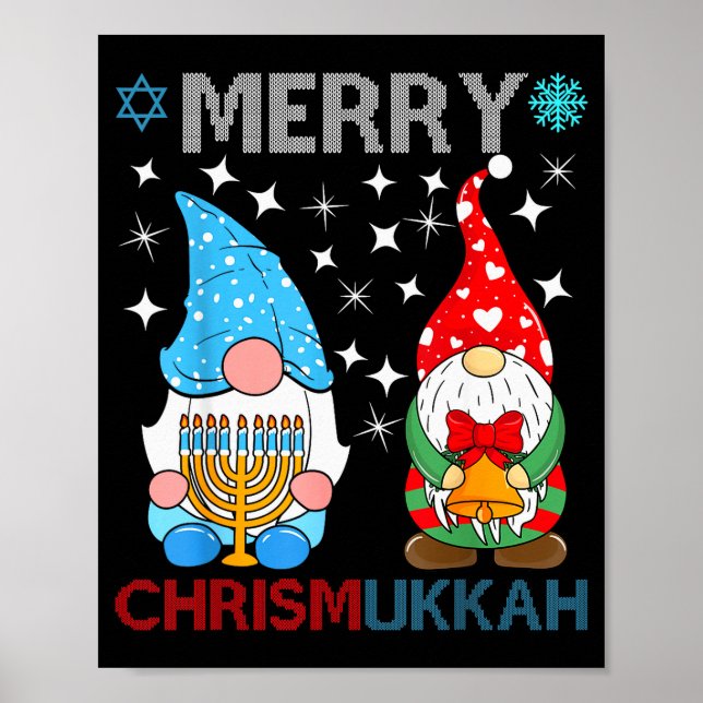 Merry Chrismukkah Funny Gnomes Christmas And Hanuk Poster (Front)