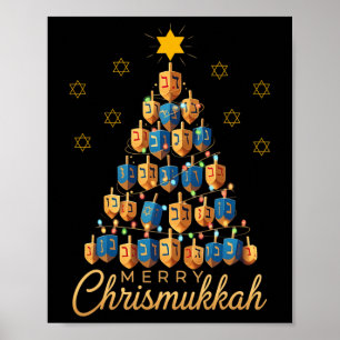 Merry Chrismukkah Happy Chanukkah Dreidel Christma Poster
