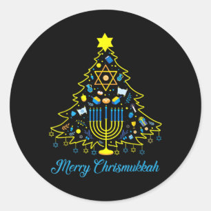 Merry Chrismukkah Happy Christmas Hanukkah 2 Classic Round Sticker