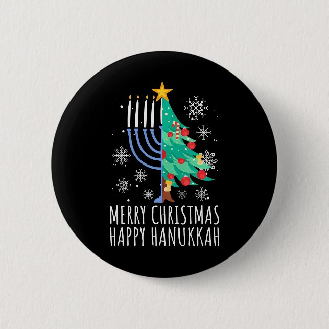 Merry Chrismukkah Happy Christmas Hanukkah Button (Front)