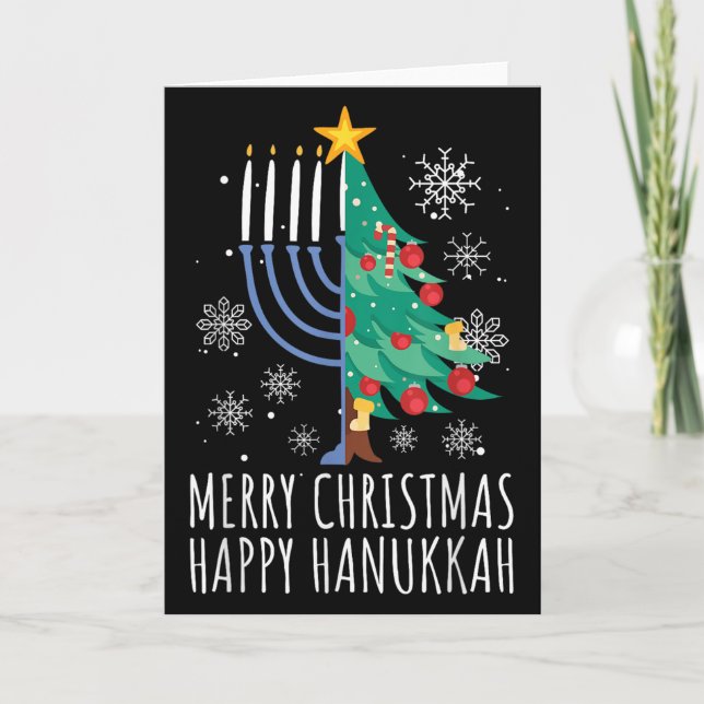 Merry Chrismukkah Happy Christmas Hanukkah  Card (Front)