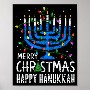 Merry Chrismukkah Happy Christmas Hanukkah Chanuka Poster