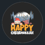 Merry Chrismukkah Happy Christmas Hanukkah Classic Round Sticker<br><div class="desc">Merry Chrismukkah Happy Christmas Hanukkah</div>