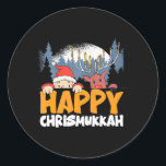 Merry Chrismukkah Happy Christmas Hanukkah Classic Round Sticker<br><div class="desc">Merry Chrismukkah Happy Christmas Hanukkah</div>