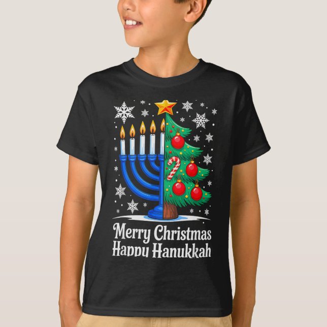 Merry Chrismukkah Happy Christmas Hanukkah Matchin T-Shirt (Front)