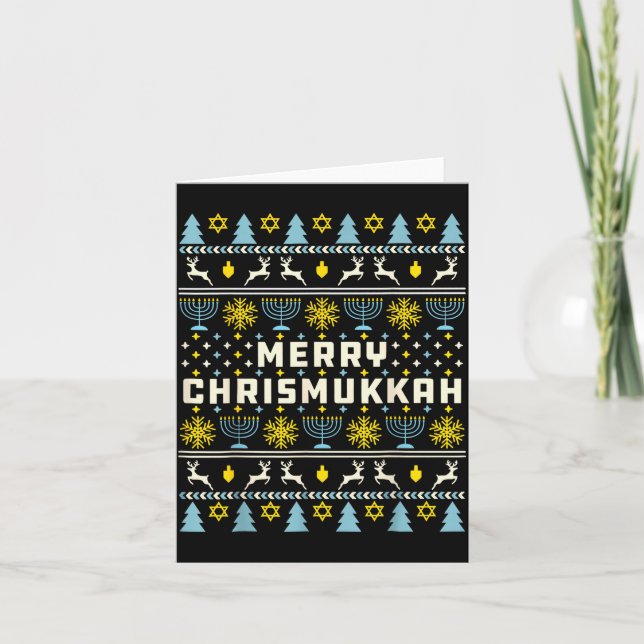 Merry Chrismukkah Happy Hanukkah Jew Ugly Christma Card (Front)