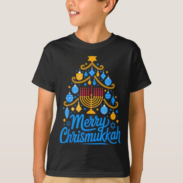 Merry Chrismukkah Holiday Hanukkah Family Matching T-Shirt (Front)