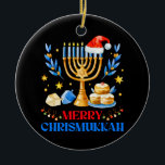 Merry Chrismukkah Holiday Hanukkah Pajama Family M Ceramic Ornament<br><div class="desc">This Happy Christmukkah outfit is the perfect Hanukkah present for jew men,  women,  kids. Perfect ugly Jewish Christmas Tee to wear next to your Chanukah Ornament,  Decorations,  Socks,  Candles and Menorah during Winter Holidays!</div>