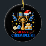 Merry Chrismukkah Holiday Hanukkah Pajama Family M Ceramic Ornament<br><div class="desc">This Happy Christmukkah outfit is the perfect Hanukkah present for jew men,  women,  kids. Perfect ugly Jewish Christmas Tee to wear next to your Chanukah Ornament,  Decorations,  Socks,  Candles and Menorah during Winter Holidays!</div>