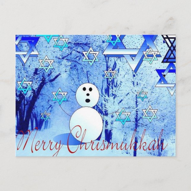 Merry Chrismukkah Jewish Christmas Post Card Art (Front)