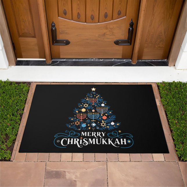 Merry Chrismukkah Jewish Holiday Hanukkah Doormat (Outdoor)