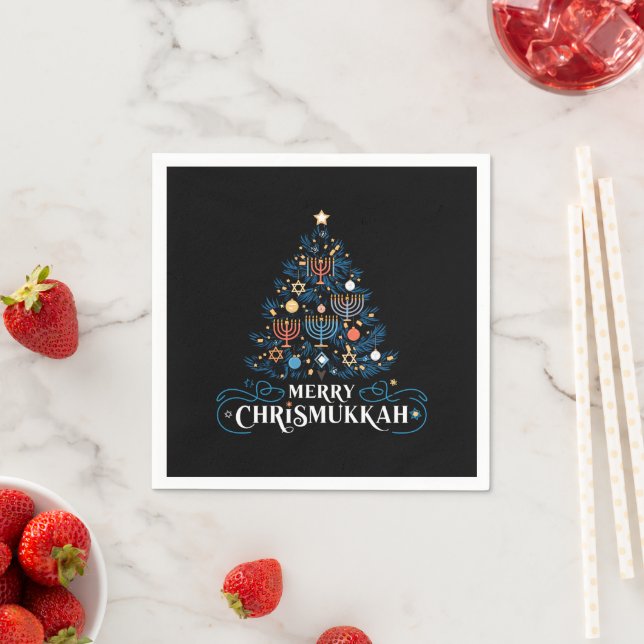 Merry Chrismukkah Jewish Holiday Hanukkah Napkins (Insitu)