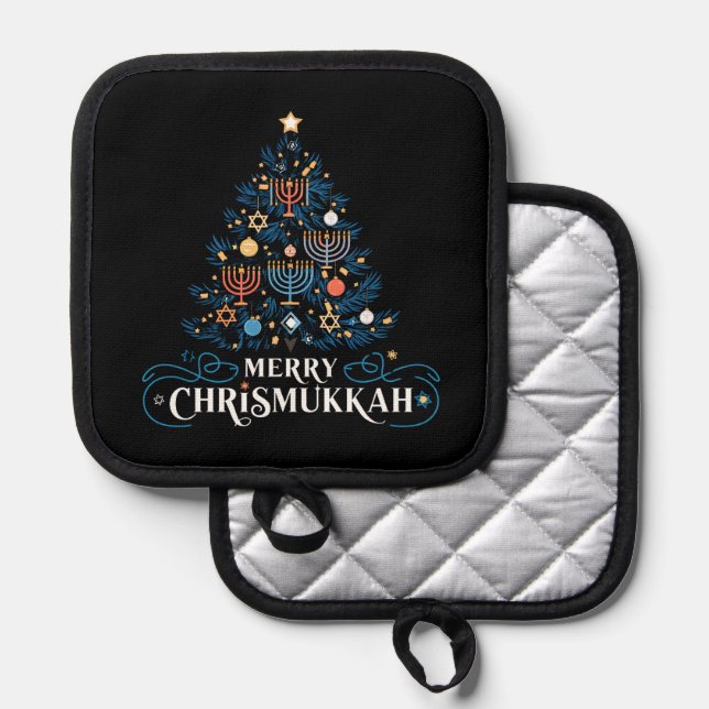 Merry Chrismukkah Jewish Holiday Hanukkah Pot Holder (Front/Back)