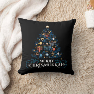Merry Chrismukkah Jewish Holiday Hanukkah Throw Pillow