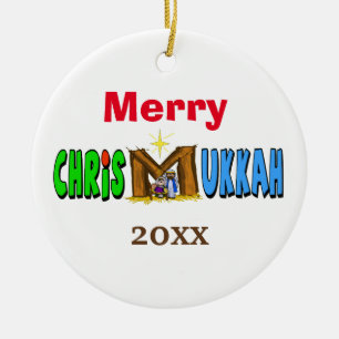 Merry Chrismukkah Manger Ornament Customize It!