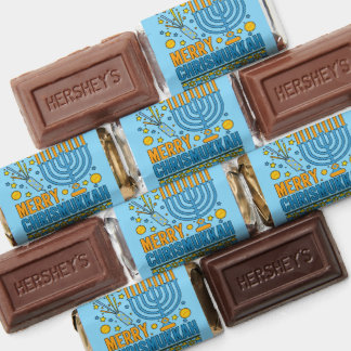Merry Chrismukkah Menorah Blue White Hershey's Miniatures