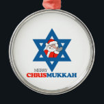 Merry Chrismukkah - Metal Ornament<br><div class="desc">Shirtuosity.com: Holiday Humor Tees and Holiday Gifts. Find the Funniest Holiday Gifts including tees,  cards,  ornaments,  plates,  coasters,  hoodies,  stickers,  mugs,  buttons,  magnets,  hats,  bags and more from: http://www.Shirtuosity.com</div>