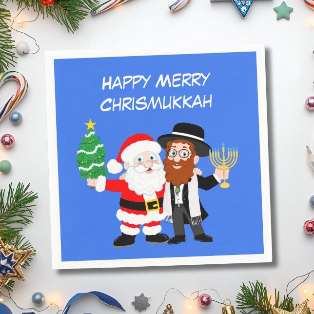 Merry Chrismukkah Santa Meets the Rabbi Party  Napkins (Creator Uploaded)