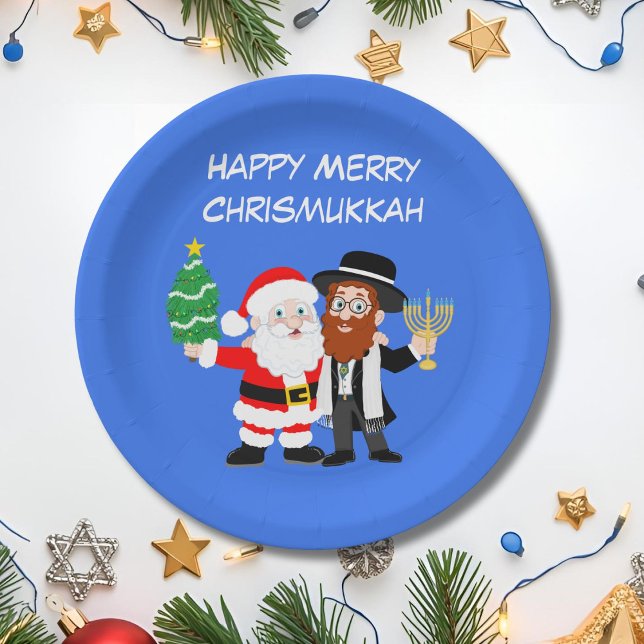 Merry Chrismukkah Santa Meets the Rabbi Party  Paper Plates (Creator Uploaded)