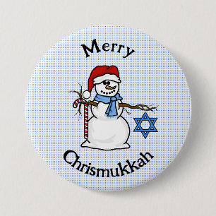 Merry Chrismukkah Snowman Button