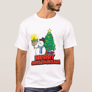 Merry Chrismukkah Snowman Menorah and Custom Name T-Shirt