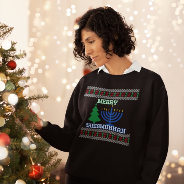 Merry Chrismukkah ugly sweater (Merry Chrismukkah sweatshirt black)